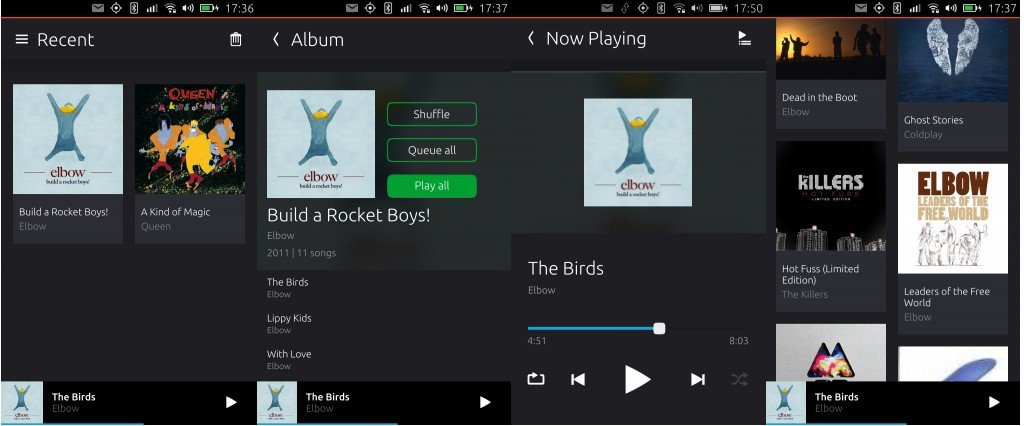 Screenshots of Music App 2.0